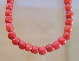 Wonderful Antique Real Carved Coral Bead Necklace 13g