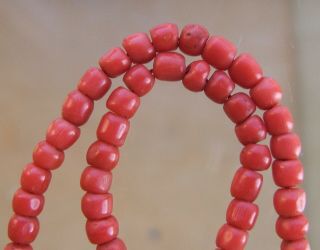 WONDERFUL ANTIQUE REAL CARVED CORAL BEAD NECKLACE 13g 4