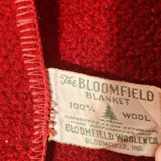 Bloomfield 100 Thick Wool Blanket 80 x 96 Red Queen Double Vtg Made in USA 2