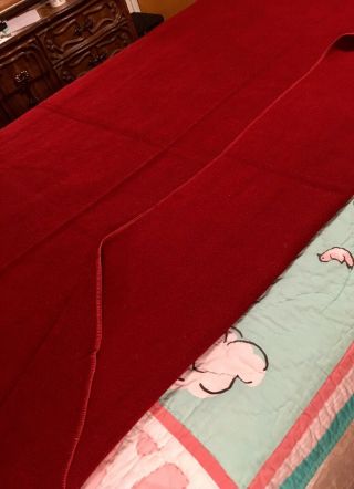 Bloomfield 100 Thick Wool Blanket 80 x 96 Red Queen Double Vtg Made in USA 3