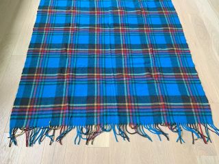 Vtg Pendleton Wool Blanket Throw Blue Plaid Fringed 56”x 72” Virgin Wool Euc