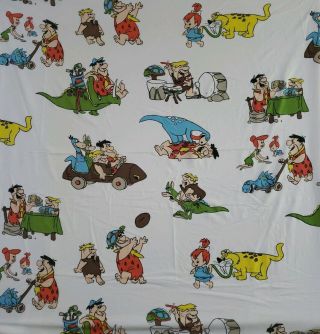 Vintage Twin Sheet & Pillowcase Set Hanna - Barbera Flintstones Rare
