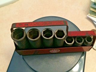 Vintage Mac Tools 3/8 " Drive 7 - Piece 6 Point Deep Impact Socket Set With Tray