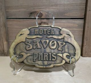 Hotel Savoy Paris Vintage Bronze Wall Hanging Plaque Sign With Nude Mermaids