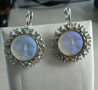 Kirks Folly Glowing Seaview Moon Ab Crystal Pave Pierced Leverback Earrings