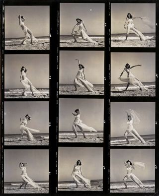 Bunny Yeager Estate 1950s Self Portrait Contact Sheet 12 Frames Oceanside Miami