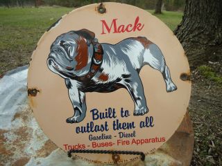 Vintage 1953 Mack Trucks Porcelain Advertising Sign Bulldog