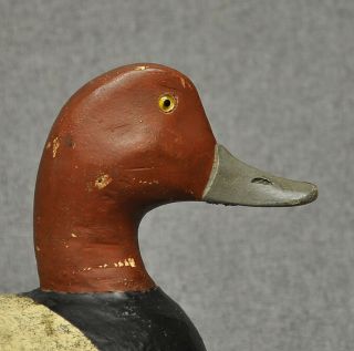 Mike Pavlovich Redhead drake duck decoy decoys Monroe,  MI 1940 ' s paint 6