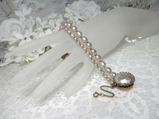 Perfect Classic 2 Strand Miriam Haskell Baroque Pearl Cabochon Bracelet 5