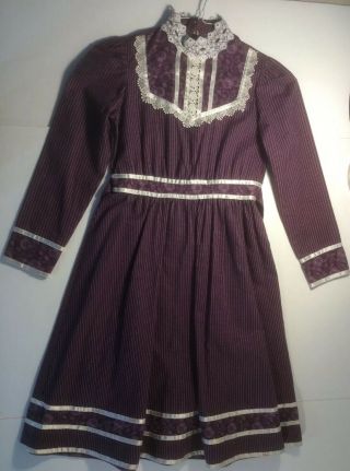 Vtg Gunne Sax Jeunes Filles Girls Prairie Modest Victorian Dress Purple Jessica