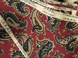 Vintage Laura Ashley Grand Paisley Burgundy Cotton Twill Fabric - 8 Yards 2