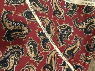 Vintage Laura Ashley Grand Paisley Burgundy Cotton Twill Fabric - 8 Yards 3
