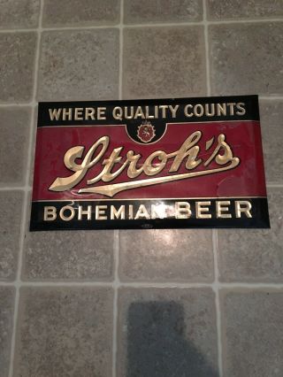 Vintage Strohs Bohemian Beer Metal,  Glass,  Sign 9 X 15