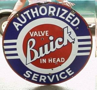 Buick Cars Authorized Service Vintage Porcelain Sign 30 Inches Round