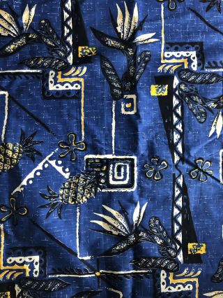 5 Yards Vintage Hawaiian Textile Cotton Fabric - Pineapple Bird Of Paradise