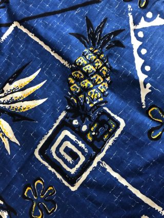 5 Yards Vintage Hawaiian Textile Cotton Fabric - Pineapple Bird Of Paradise 2