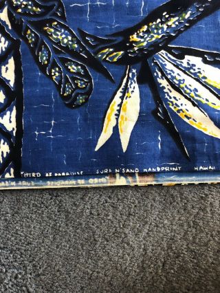 5 Yards Vintage Hawaiian Textile Cotton Fabric - Pineapple Bird Of Paradise 4