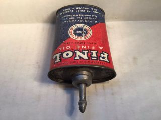 Vintage Finol Oil Can handy oiler Lead Top 4 oz rare tin Standard Sinclair Shell 6