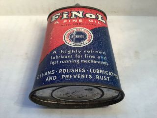 Vintage Finol Oil Can handy oiler Lead Top 4 oz rare tin Standard Sinclair Shell 7