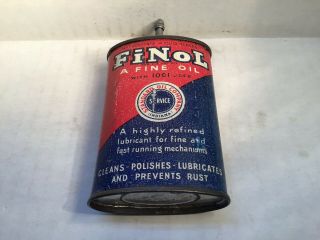 Vintage Finol Oil Can handy oiler Lead Top 4 oz rare tin Standard Sinclair Shell 8