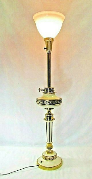 Vintage Tall 38 3/8 " Stiffel Lamp Torchiere Enamel/brass Mid Century (t1)