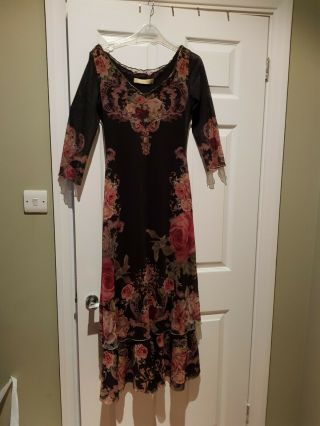 Michal Negrin Vintage Style Dress Size Small Tiered Bottom