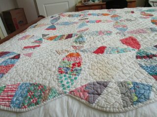 Vintage Handmade quilt 56 x 72 Wedding Ring dated to 65 years ago 4