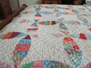 Vintage Handmade quilt 56 x 72 Wedding Ring dated to 65 years ago 6