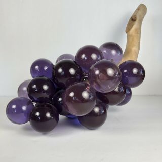 MCM Large Purple Vintage Acrylic Glass Lucite Grape Cluster DriftWood Retro 2