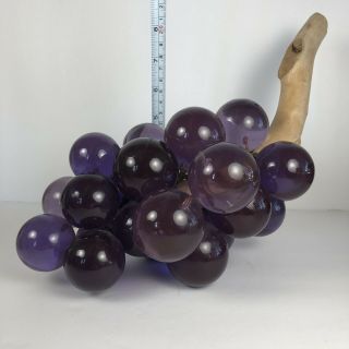 MCM Large Purple Vintage Acrylic Glass Lucite Grape Cluster DriftWood Retro 3