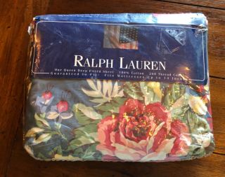 Vtg Ralph Lauren Kimberly Floral Fitted Queen Sheet