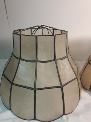 Vintage Capiz Shell Table Lamp Shades 10 " Diameter Bottom 7 1/2 " High Retro