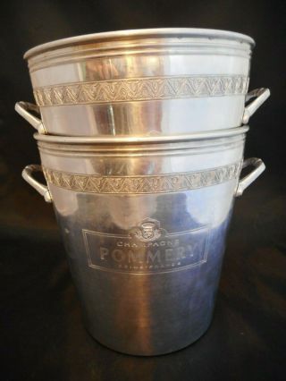Vintage Pommery Champagne Ice Bucket Aluminum Handle France Embossed 3