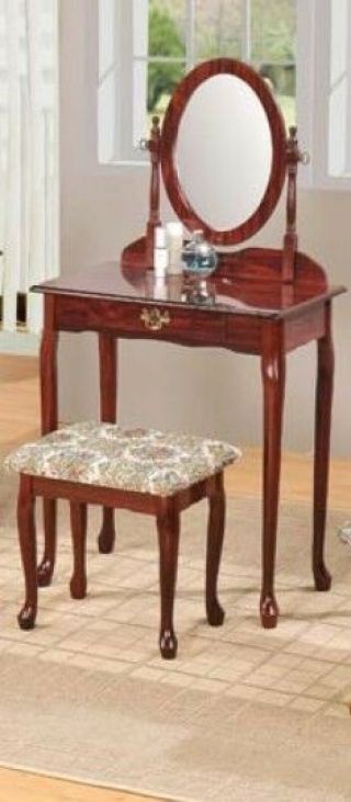 51  H Vintage Style Classic Wood Vanity Set In Cherry Color - Asdi