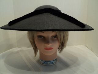 Great,  Vintage,  Navy Blue,  Flat - Top,  Wide - Brim Hat W/fitted Skull Cap Underneath
