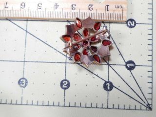 Antique Victorian Rose Cut Bohemian GARNET Pin Brooch Tiered Silver Small 5