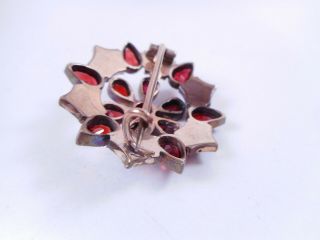 Antique Victorian Rose Cut Bohemian GARNET Pin Brooch Tiered Silver Small 7