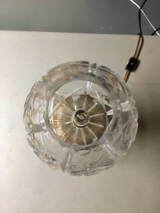 VTG Gold Metal Marble Base Lamp w/Cut Glass Crystal Globe Shade,  Glass Prisms 5