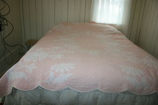 1 of 2 or a Pair Vintage cottage Floral Sweet Blush Pink 1930 ' s Quilt Whimsical 3