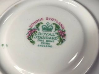 Vintage Royal Standard BONNIE SCOTLAND fine china Tea Cup Saucer set CLAN LESLIE 5