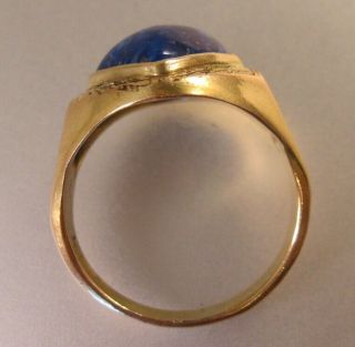 1930 ' s Art Deco Men ' s 14K Gold Shell Lapis Ring Size 10.  5 Vintage Antique Ring 4