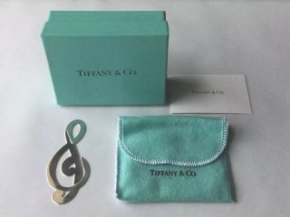 Vtg Tiffany & Co.  Bookmark Sterling Silver Music Treble Clef W/ Bag&box