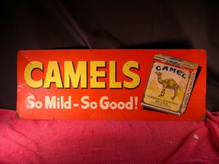 Vintage Camel Cigarettes Sign Tin Advertising Sign Antique Old 984