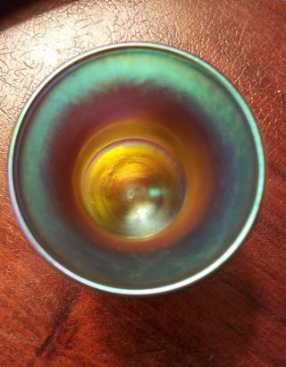 VINTAGE SIGNED QUEZAL MINI VASE,  IRIDESCENT,  ESTATE FIND 4