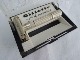 Vintage Gillette Adjustable Safety Razor Fatboy 1950s Advertising Box