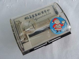 Vintage Gillette Adjustable Safety Razor Fatboy 1950s Advertising Box 3