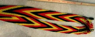 Vintage Cherokee Finger Woven Sash.  Wool.  66 " 1970s.