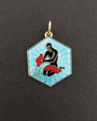 David Andersen: Vintage Silver Aquarius Zodiac Pendant