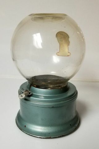 Vintage Ford Gumball Machine 1 cent Rare Green Paint bubbles in Glass Globe 6