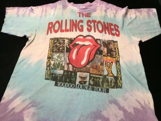 Rolling Stones Vintage Voodoo Lounge 1994 World Tour Concert Tie Dye Shirt - Xxl